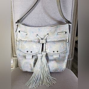 Aimee Kestenberg Leather Crossbody DrawString Bucket Bag, never used